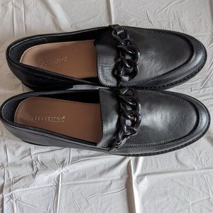 New Shoe Dazzle Black Chain Loafers Size 12